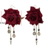 Gothic Dangle Earrings Medieval Retro Vampire Exaggerated Red Rose Gear Pendant Ear Drop Earrings Women Party Costume Jewelry 4