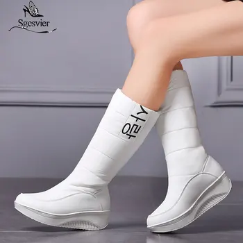 

Sgesvier 3 Colors down snow boots women shoes South Korea style platform boots wedges mid calf boots female plush winter boots