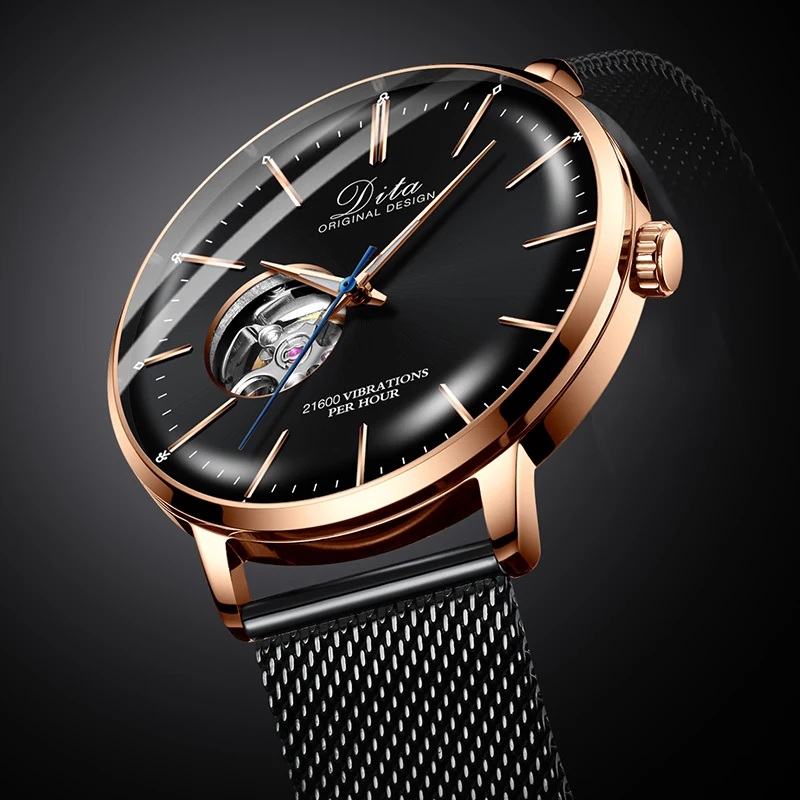 Мужские часы Skeleton Tourbillon, автоматические механические часы, мужские часы из нержавеющей стали, мужские наручные часы, новинка, DITA