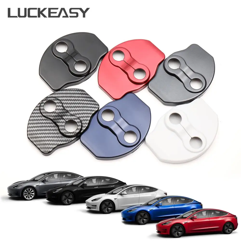 

LUCKEASY Auto Interior modification for Tesla Model 3 2017-2020 Car Door Lock Cover ABS Teflon Protection Cap 6pcs/Set