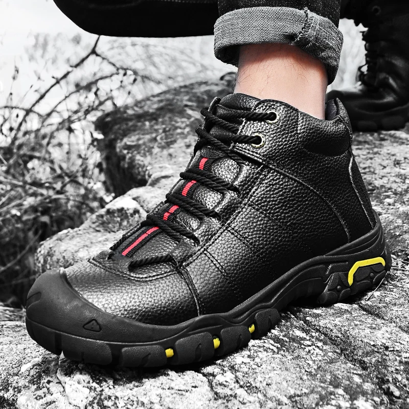 SMS Men's Tactical Boots Leather Winter Warm Outdoor Shoes Comfortable Sneakers Non-slip Mountain Hiking Shoes Hunting Boots
