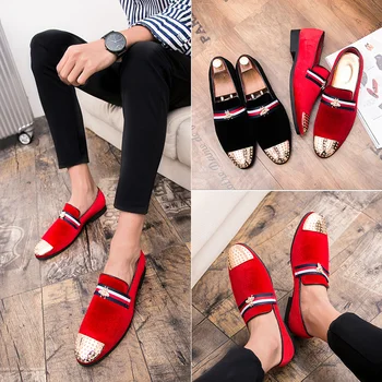 

Xpay New Summer Fashion Men Loafers Retro Casual Men Shoes Driving Slip-on Peas Shoes England Flat Breathable Night Club Shoes