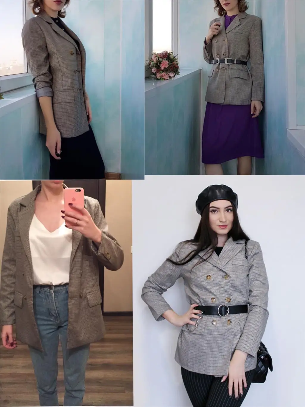 Heydress классический плед двубортный женский пиджак блейзер с надрезом воротник женские костюмы пальто мода Хаундстут