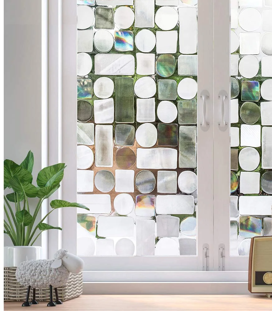 

LUCKYYJ Privacy Window Film No-Glue Self Adhesive 3D Static Decorative Glass Cling Stickers for Home Kitchen Office Anti-UV