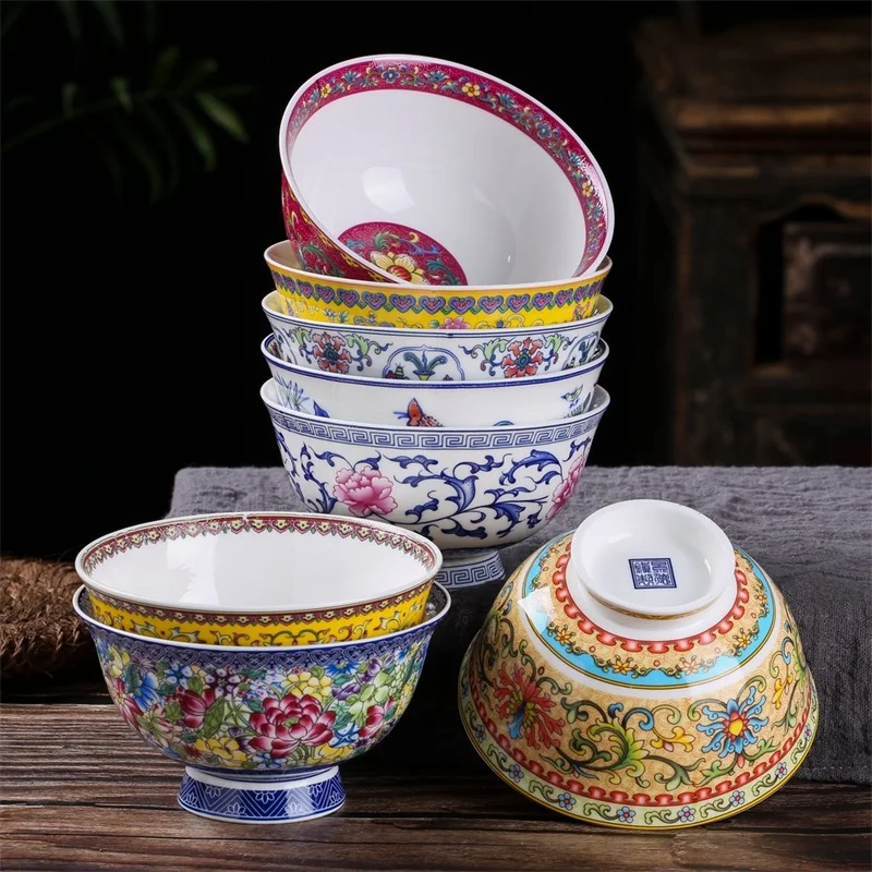 

2pcs 5inch Chinese Soup Rice Bowls Jingdezhen Ceramic Bone china Ramen Bowl Fruit Salad Bowls Food Container Kitchen Tableware