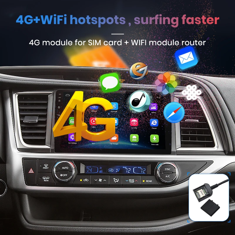 Junsun V1 2G+ 32G Android 9,0 для Toyota Highlander 14-18 автомобильный Радио Мультимедиа Видео плеер навигация gps 2 din dvd