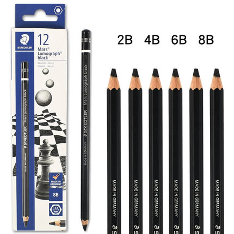 12 pcs Staedtler 100B matita matite da disegno professionali matite per schizzi per studenti matita a carbone forniture per ufficio di cancelleria per la scuola