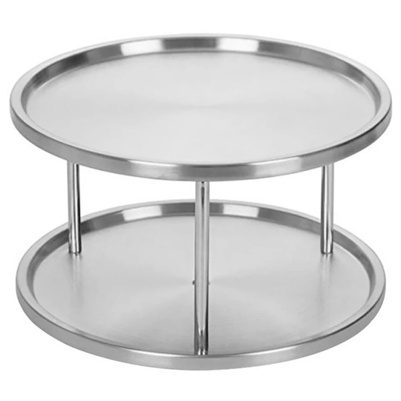 

Spice Rack Stainless Steel Organizer Tray 360 Degree Turntable Rotating 2 Stand For Dining Table Kitchen Counters Cabinets