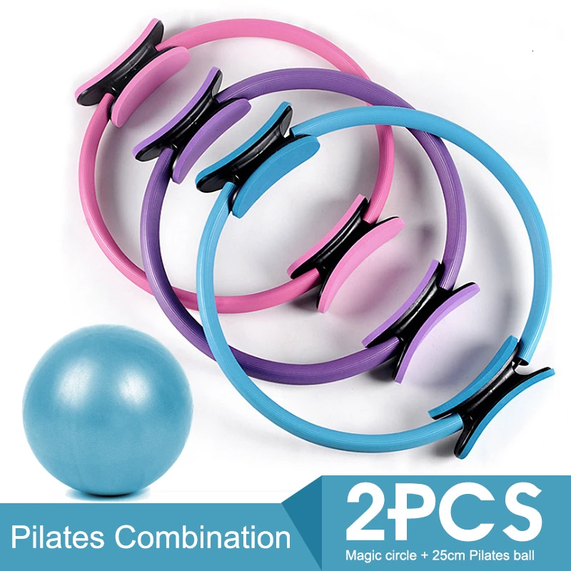 2PCS Pilates Magic Circle Yoga Ball&Ring For Muscle Exercise Pilates Combination 