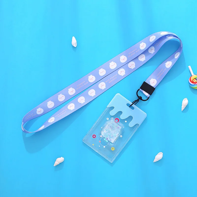 1 New Cute Quicksand Animals Lanyard Credit Card ID Holder Bag Student Women Travel Bank Bus Business Card Cover Badge - Цвет: 1