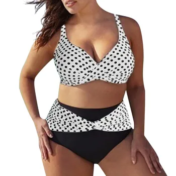 

Plus Size S-5XL Skin-friendly Women's Bathing Suits Fashionable Push-Up Dot Print Lingerie Soft Slim Summer Ladies Intimates
