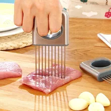 Для лука, из нержавеющей стали держатель овощ-картофель резак щипцы для резки Нержавеющая сталь вилка Кухня GadgetsW5