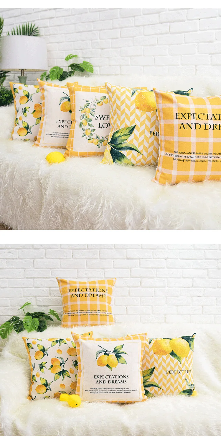 Description Picture 5 of itemLemon Letter Printed Cushion Cover for sofa Chair Car Home decorative pillow cover 45x45cm Wedding decoration pillow case