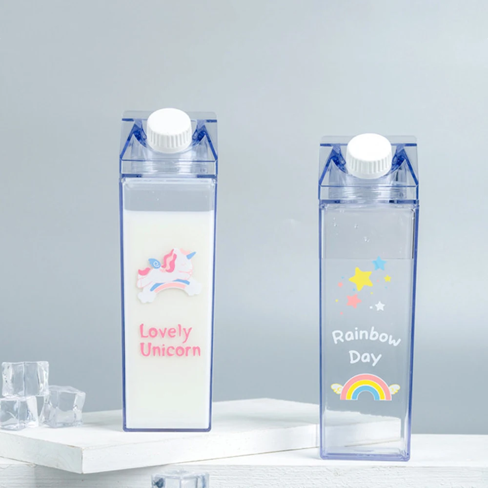 500ml Milk Box Shape Water Bottles Cartoon Rainbow Pattern Plastic Drink Bottle Cute Unicorn Coffee Fruit Juice Cup Drinkware 500ml Milk Box Shape Water Bottles Cartoon Rainbow Pattern Plastic Drink Bottle Cute Unicorn Coffee Fruit Juice Cup Drinkware