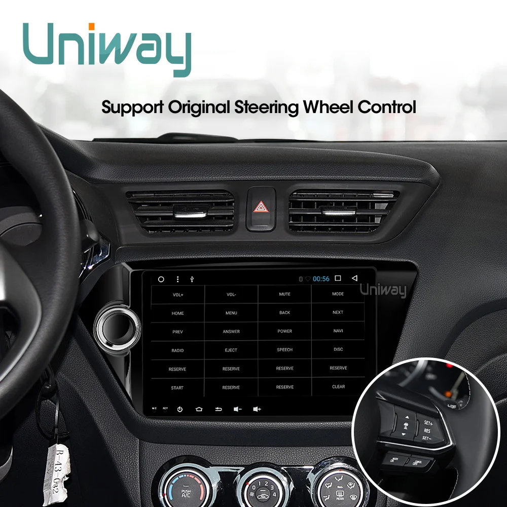 Discount AK29071 uniway android 9.0 car dvd for kia rio k2 2012 2013 2015 2016 car radio sterao gps navigation 5