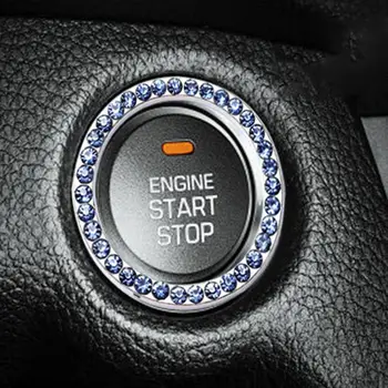

New Car Key One Button Start Ring Diamond Start Ring One Button Start Decorative Ring Rhinestone Car Decal Ring Button