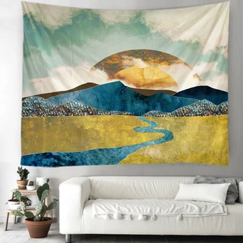 

Golden field path Indian Mandala Tapestry Wall Hanging Bohemian Gypsy Psychedelic Tapiz Witchcraft Tapestry