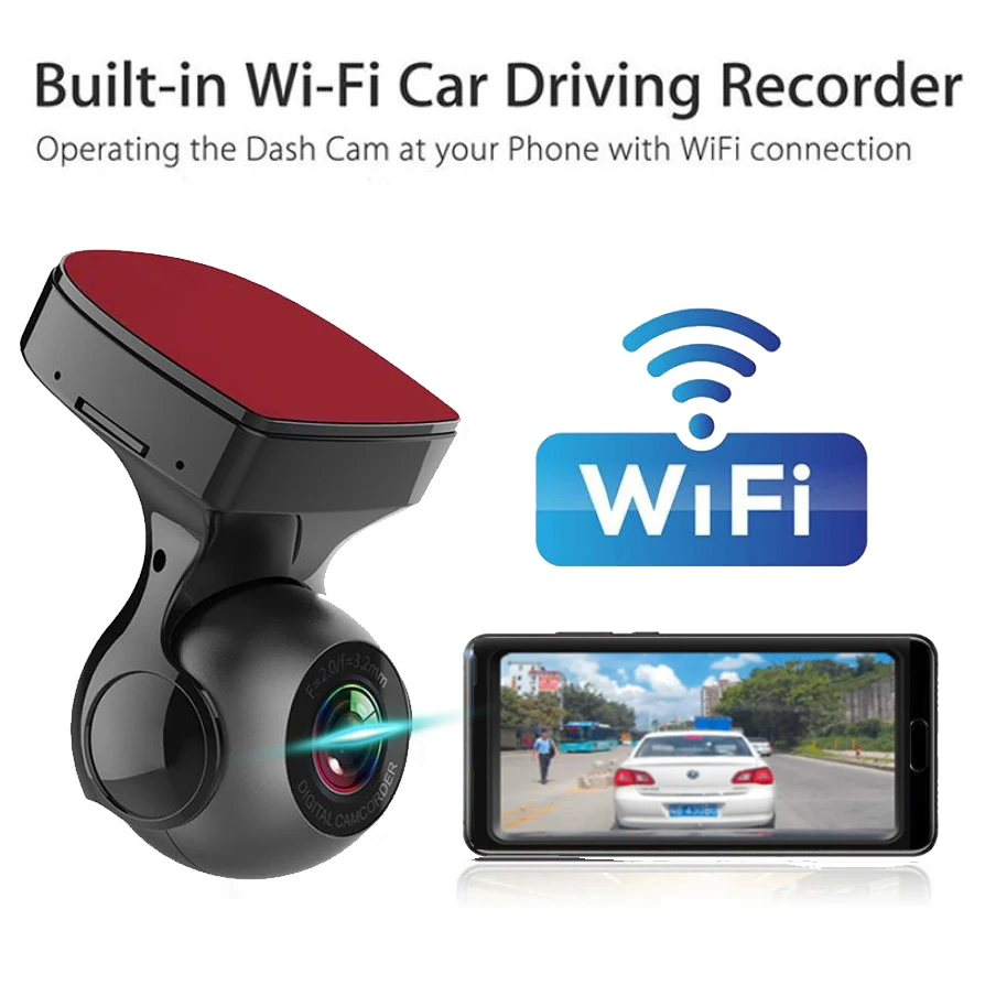 Автомобильный WIFI DVR видеорегистратор мини встраиваемый высокой четкости 1080P WDR 170