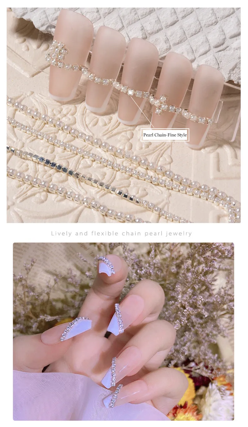 Breloques et perles de chaîne pour ongles or rose et argent_voghion.com