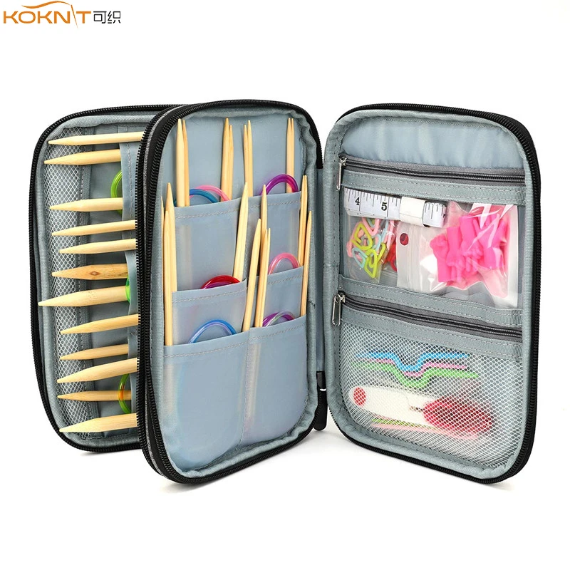 KOKNIT 18pcs Circular Knitting Needles Set Scissors Markers Sewing Accessories Set DIY Yarn Craft Weave Knit Tools With Bag (8)