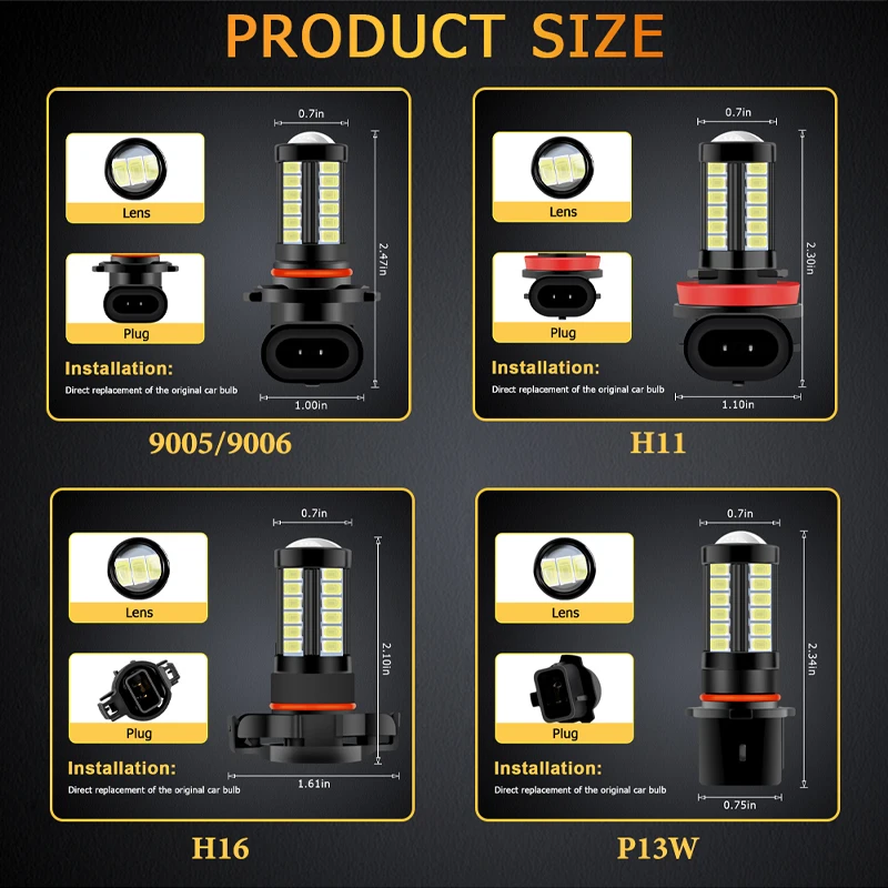 1 шт. 12-24V H11 P13W светодиодный H16 ЕС 5202 9005 HB3 9006 светодиодный HB4 5730 чипы 33smd противотуманные светильник s лампы для фар дальнего света светильник противотуманных фар с can-bus