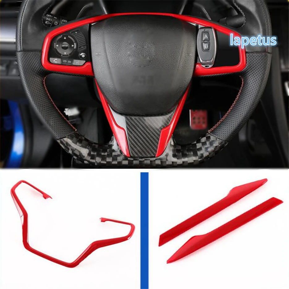 Lapetus украшение руля рамка Крышка отделка 3 шт. Подходит для Honda Civic ABS/красный/углеродного волокна вид