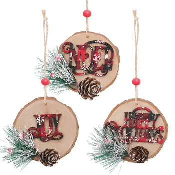 

Christmas Wooden Flower Lattice Round Small Pendant Christmas Tree Decoration