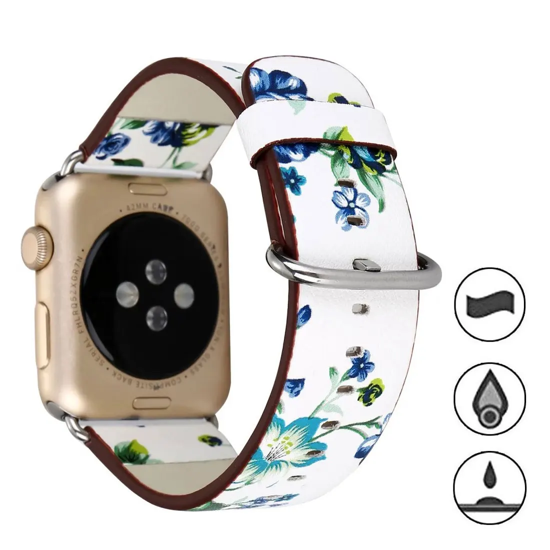 Кожаный ремешок с цветочным принтом для Apple Watch iwatch 38 мм 42 мм ремешок для часов браслет окрашенный кожаный ремешок для часов