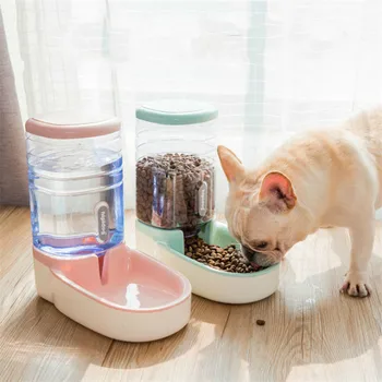 

Pet Cat Automatic Feeders Plastic Dog Water Bottle Large Capacity Food Water Dispenser Cats Dogs Feeding Bowls WF1017