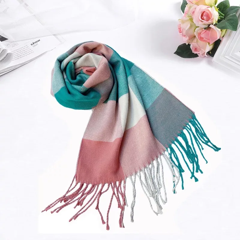 

Fancy Warm Scarf For Autumn Winter Fashion And Popular Classic Ladies Shawl Hijab Around The Neck Women Plaid Long Tassel Female