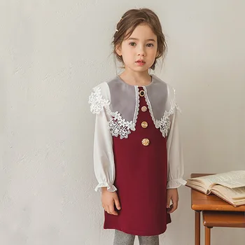 

Girls dress long-sleeved autumn dress new 2019 white lace girls dresses