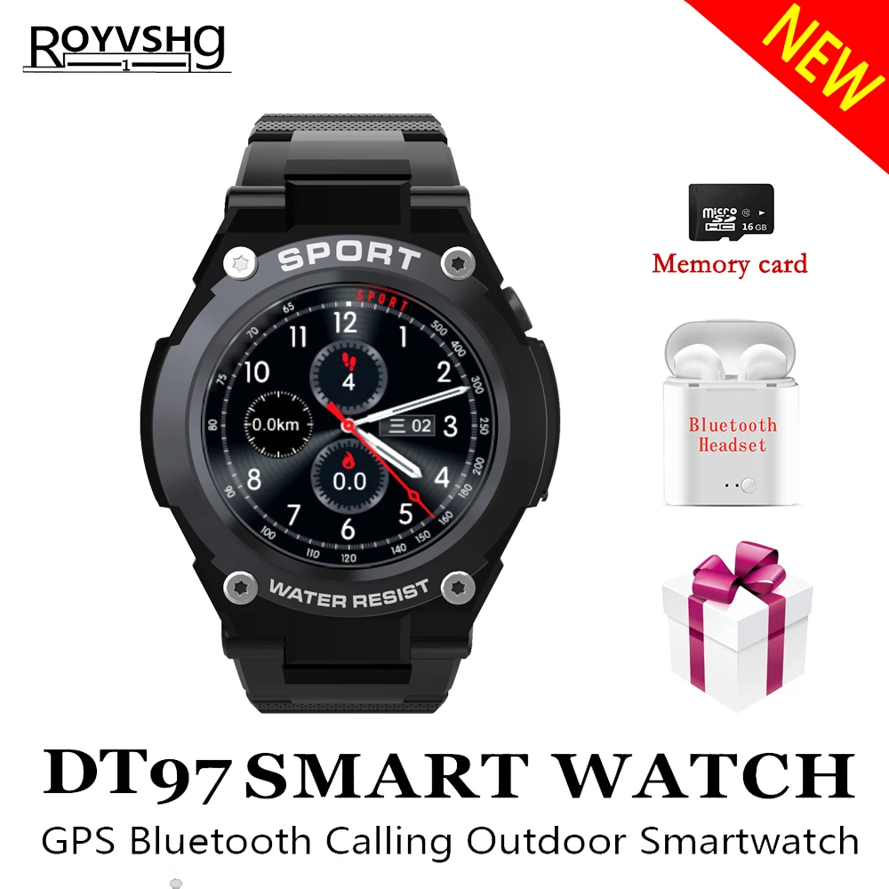 Смарт-часы для мужчин gps Bluetooth Вызов Музыка Поддержка SD карты MP3 MP4 плеер Запись звука Компас Барометр оповещения спортивные умные часы