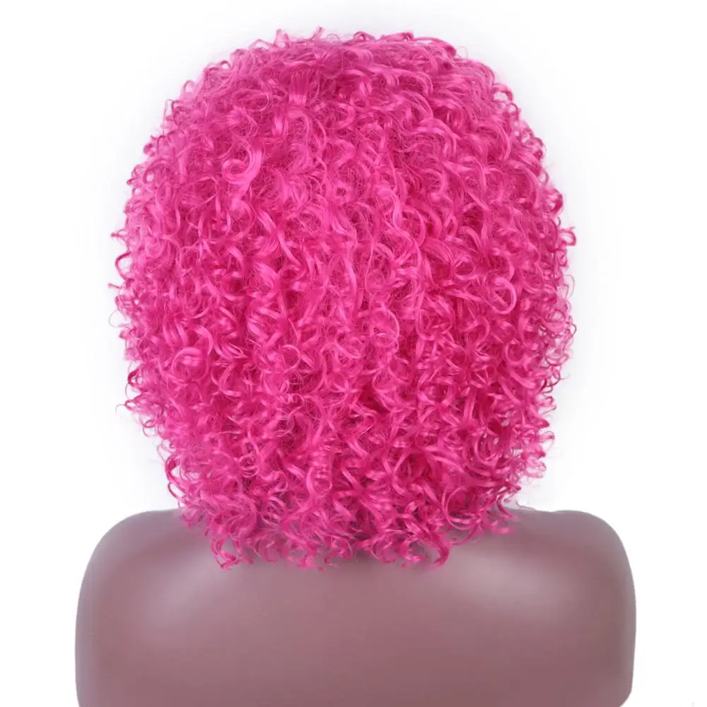 Я парик афро кудрявый парик смешанный коричневый и блонд синтетические Короткие парики для женщин высокотемпературные волосы 8 цветов - Цвет: meihong