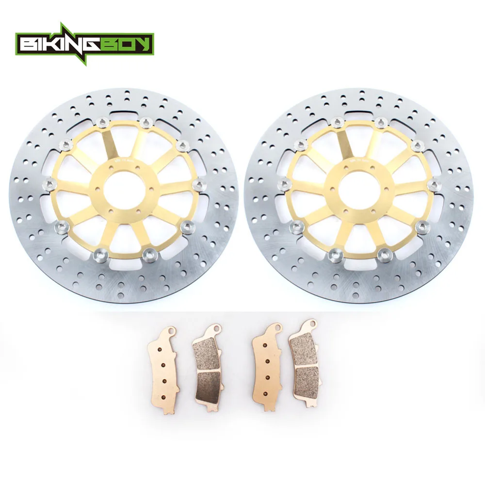 Round Gold BIKINGBOY для HONDA CBR 1000 XX Blackbird 1997 1998 97 98 XX-V XX-W SC35 волнистые/круглые передние тормозные диски роторы колодки - Цвет: Round Gold