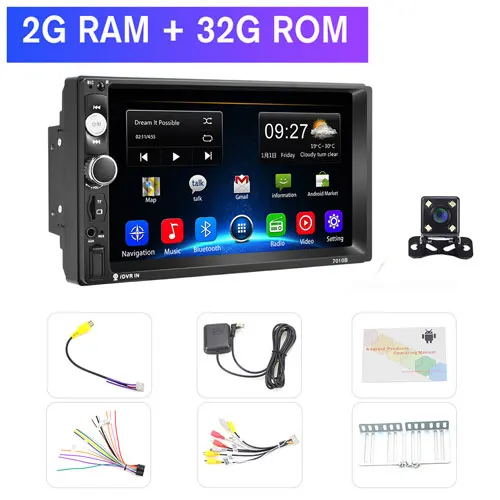 2G 32G 4LED Camera Podofo 2din Автомагнитола 2+ 32G Android8.1 gps Navi WiFi Автомобильный мультимедийный плеер для VW TOYOTA GOLF Nissan hyundai Kia CR-V Авторадио - Цвет: 2G 32G 4LED Camera