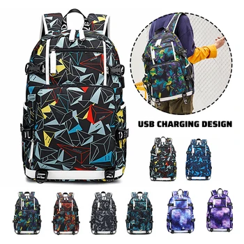 

14 inch teen laptop backpack USB Charging port school bag trendy cool backpack outdoor waterproof large capacity travel bag