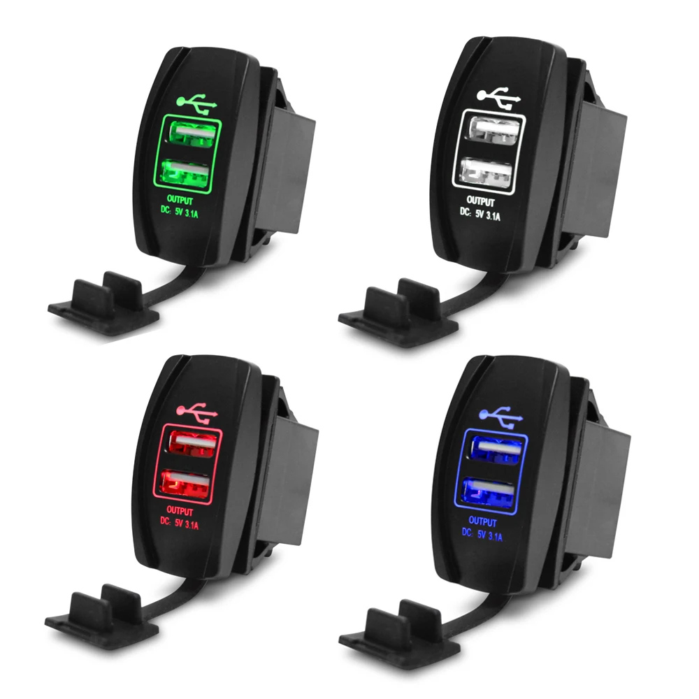 

5V 3.1A Universal Car Charger Waterproof Dual USB Ports Auto Adapter Dustproof Phone Charger For Iphone Xiaomi Redmi Samsung