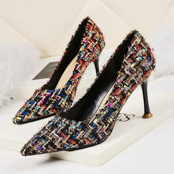 

2019 Women New Fashion Strange 8.5CM High Heels Spring Pumps Lady Sexy Thin Heels Footwear Scarpin Stiletto Elegant Party Shoes