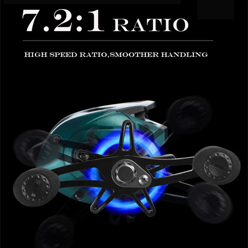 Professional 10KG Drag Power 22LB Fishing Reel 180g Ultra-Linght 7.2:1 High Speed Baitcasting Reel Magnetic Brake Long Casting