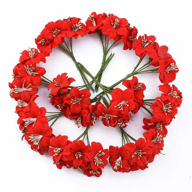 6 шт. свадебная брошь невесты в виде веточки красной вишни вазы для домашнего