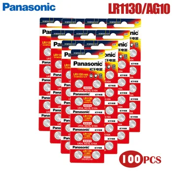 

100pcs Panasonic 189 1.5V Alkaline Battery Cell AG10 LR1130 AG10 389 LR54 SR54 SR1130W 189 LR1130 Button Cell Coin Batteries