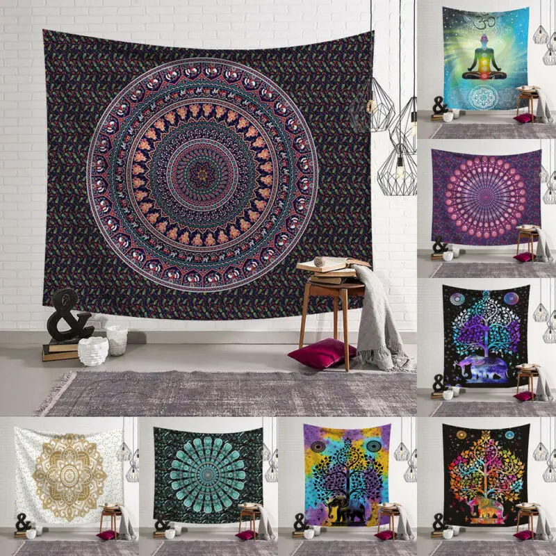 

95x73cm Tapestry Wall Hanging Polyester Indian Mandala Pattern Blanket Home Decoration Yoga Multifunction Hanging Mat