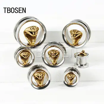 

Cobra Ear Piercing Plugs New Arrival 316L stainless steel Ear Tunnels Stretchers Earrings Screw Gauges Reamers Cool Gift
