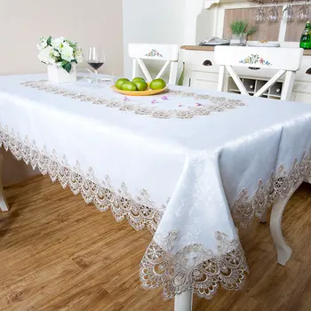 

White Lace Table Cloth Wedding Decor Translucent Table Cover Embroidered Tablecloth Tea Table Runner Home Table Decor Tafelkleed