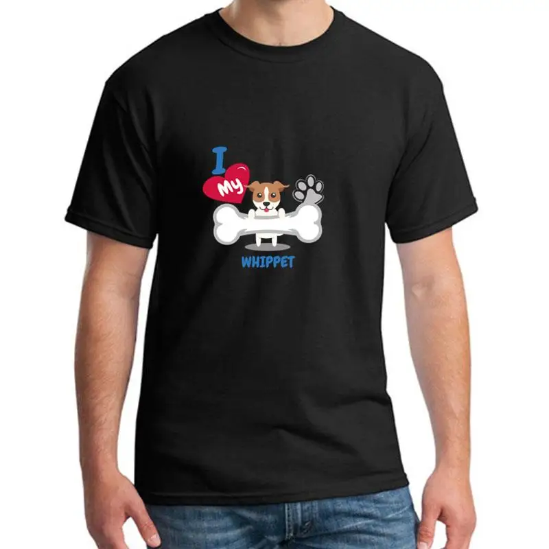 

printed Whippet Cute Dog Dogs t-shirt for men Short-Sleeve Original Kawaii mens tee t shirts Clothes hip hop