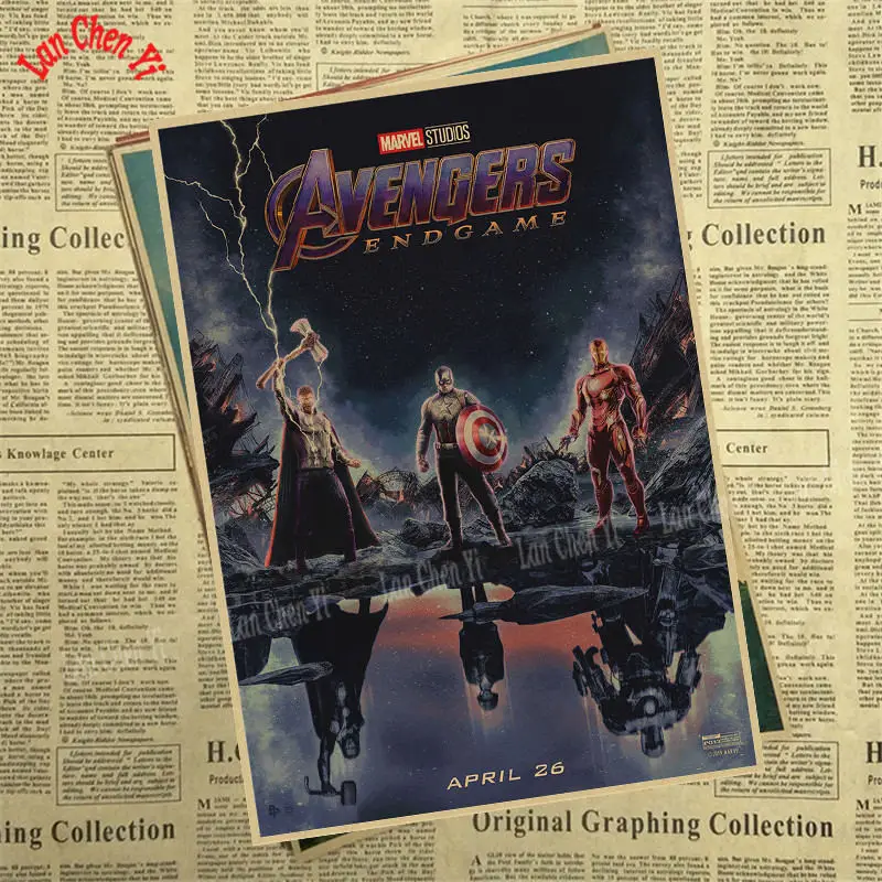 Marvel Фильм Мстители: эндшпиль крафт-бумага плакат художественный напечатанный номер живопись наклейки на стену - Цвет: Розовый