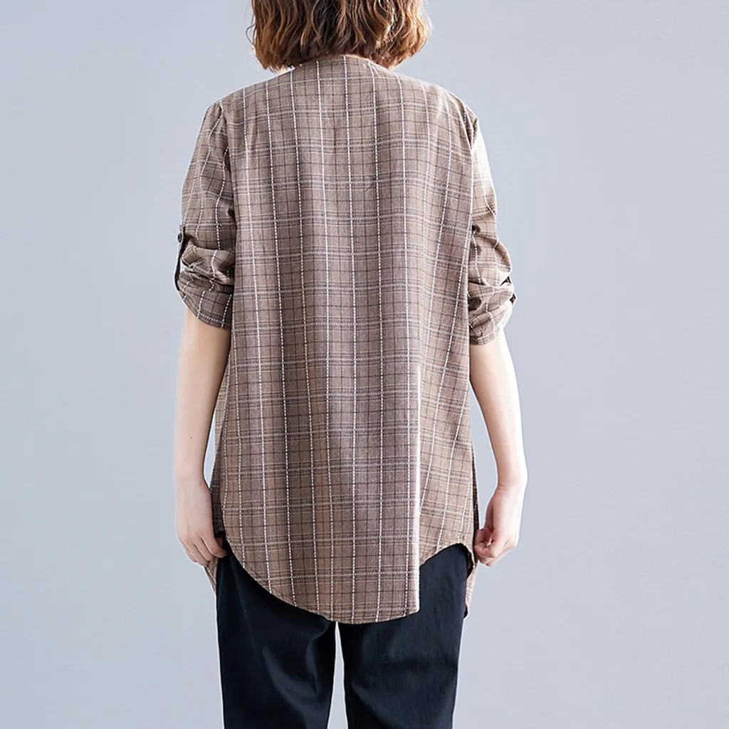 Vintage Cardigan Office Ladies Plaid Blazer Long Sleeve Loose Houndstooth Suit Coat Jacket Women blazers Female dropshipping 827