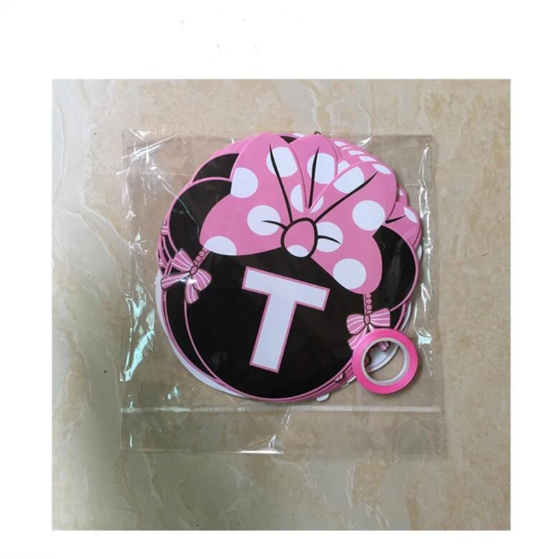Girls Minnie Mouse Banner Party Bunting 1 Banner Flags Per Bunting Length 2.5m Party Favors kids Mickey Happy Birthday Supplies