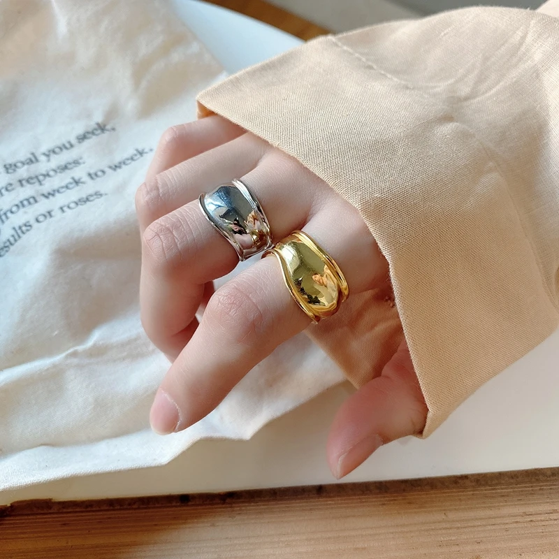 Серебряные блестящие минималистичные корейские кольца для женщин|Кольца| |
