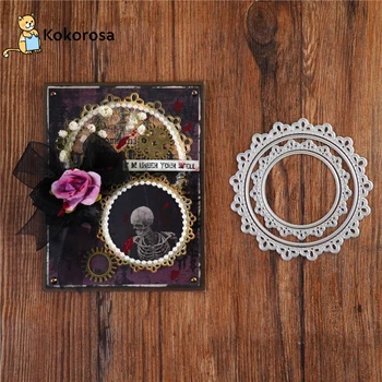 

Kokorosa Craft Metal stencil mold Cutting Die 3pcs lace round frame scrapbook die cuts Album Paper Card Craft Embossing Decor